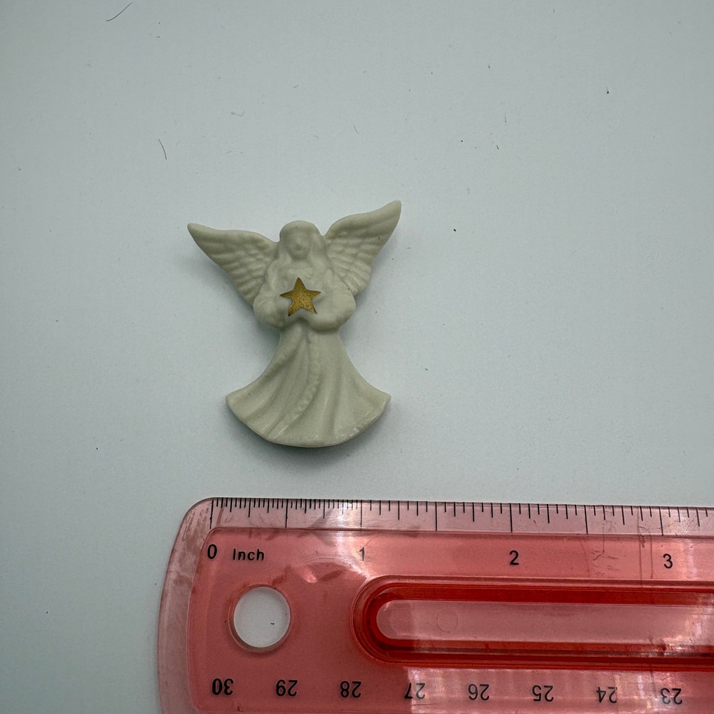 Lenox Ivory China Angel Brooch Pin‎ Gold Star Christmas Holiday Jewelry Vintage - Picture 2 of 6